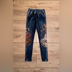 Spandex Velour Sparkle Leggings Rock & Roll Inspired.